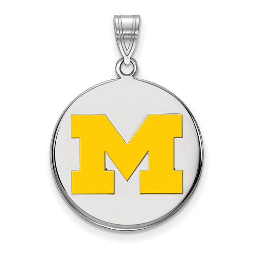 SS University of Michigan Large Yellow Enamel Disc Pendant