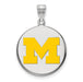 Sterling Silver LogoArt Michigan (Univ Of) Large Yellow Enamel Disc Pendant