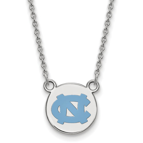 SS U of North Carolina Sm Enamel NC Logo Disc w/Necklace