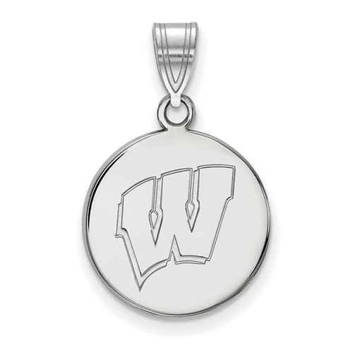 SS University of Wisconsin Medium Letter W Disc Pendant