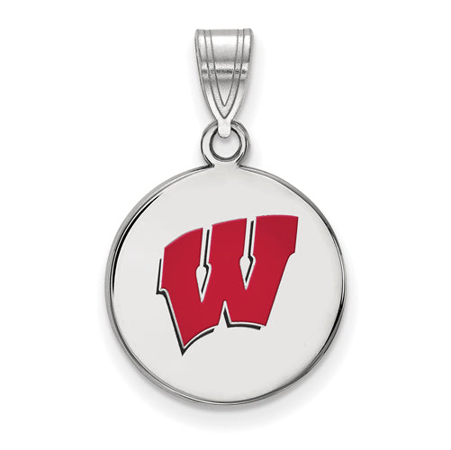 SS University of Wisconsin Medium Enamel Badgers Disc Pendant
