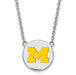 SS University of Michigan Lg Yellow Enamel Disc Pend w/Necklace
