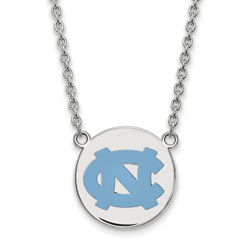 SS U of North Carolina Lg Enl  Disc Pendant w/Necklace
