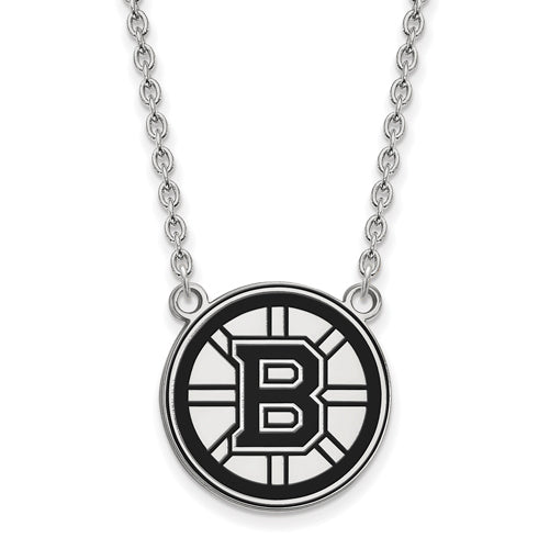 SS NHL Boston Bruins Large Enamel Logo Pendant w/Necklace