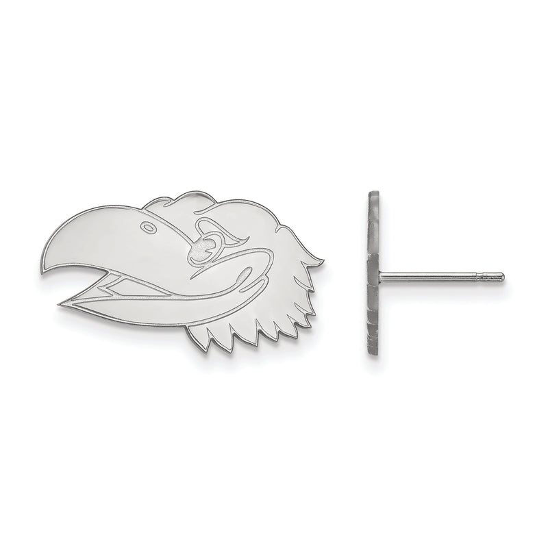 10kw University of Kansas Small Post Jayhawk Head Earrings