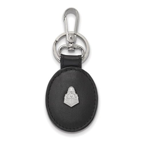 SS Purdue Black Leather Train Logo Oval Key Chain