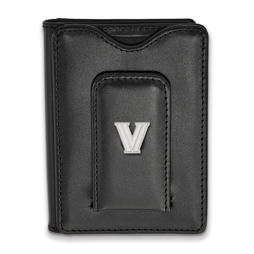 SS Villanova Univ Black Leather Money Clip Wallet
