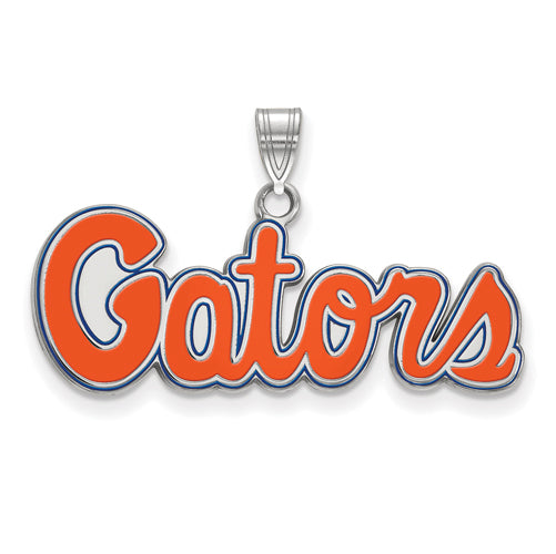 SS Univ of Fl Gators Script Small Enameled Pendant