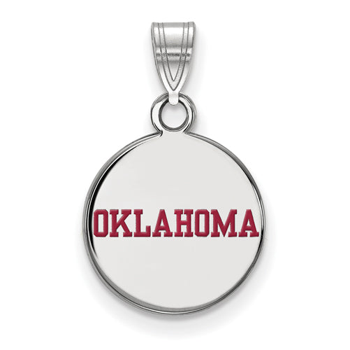 SS University of Oklahoma Small Enamel "OKLAHOMA" Disc Pendant