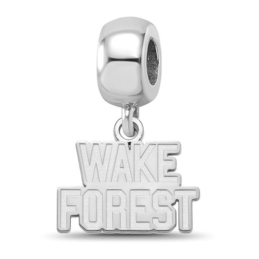 Sterling Silver Rhodium-plated LogoArt Wake Forest University W-F Deacon Extra Small Dangle Bead Charm