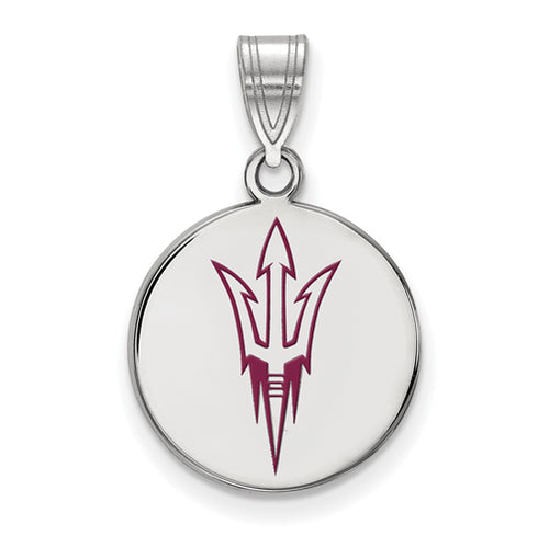 SS Arizona State Univ Pitchfork Medium Enameled Disc Pendant