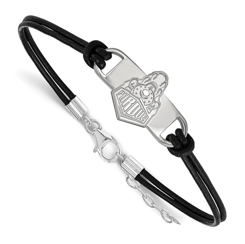 SS Purdue Small Center Train Logo Leather Bracelet