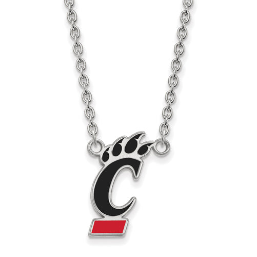 SS U of Cincinnati Large Enamel Logo Pendant w/Necklace