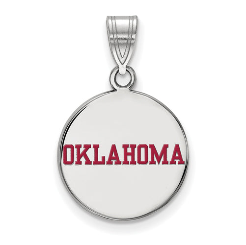 SS University of Oklahoma Medium Enamel "OKLAHOMA" Disc Pendant