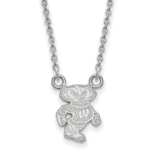 14kw University of Wisconsin Small Bucky Pendant w/Necklace