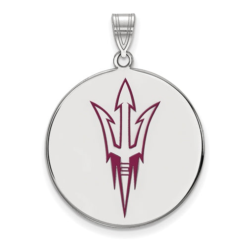 SS Arizona State University XL Enamel Pitchfork Disc Pendant