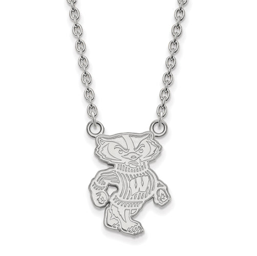 14kw University of Wisconsin Large Bucky Pendant w/Necklace