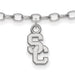 Sterling Silver Rhodium-plated University of Southern California S-C 9 inch Anklet
