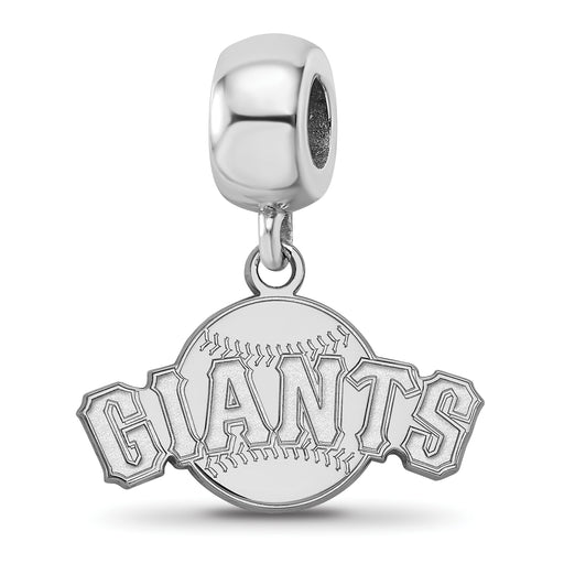 Sterling Silver Rhodium-plated MLB LogoArt San Francisco Giants Baseball Small Dangle Bead