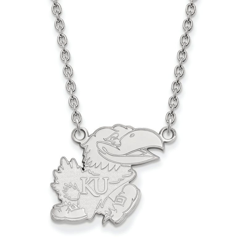 10kw University of Kansas Large Right Jayhawk Pendant w/Necklace