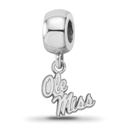 Sterling Silver Rhodium-plated LogoArt University of Mississippi Ole Miss Extra Small Dangle Bead Charm