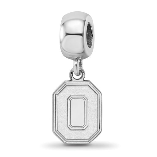Sterling Silver Rhodium-plated LogoArt The Ohio State University Letter O Small Dangle Bead Charm