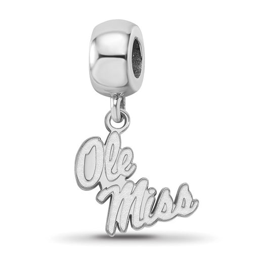 Sterling Silver Rhodium-plated LogoArt University of Mississippi Ole Miss Small Dangle Bead Charm