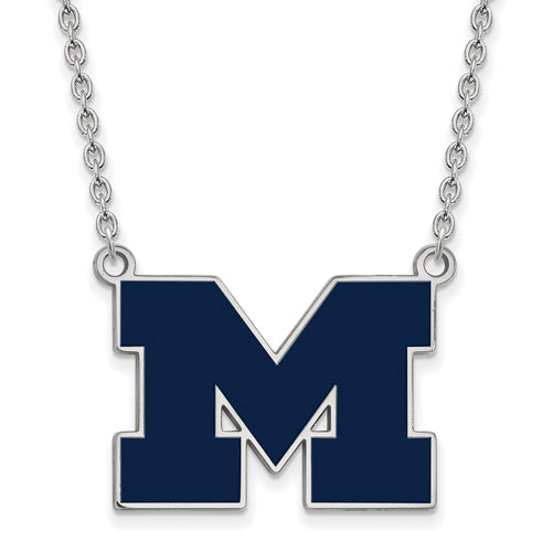 SS Large Blue Enl Pendant w/Necklace