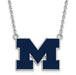 Sterling Silver LogoArt Michigan (Univ Of) Large Blue Enl Pend w/Necklace