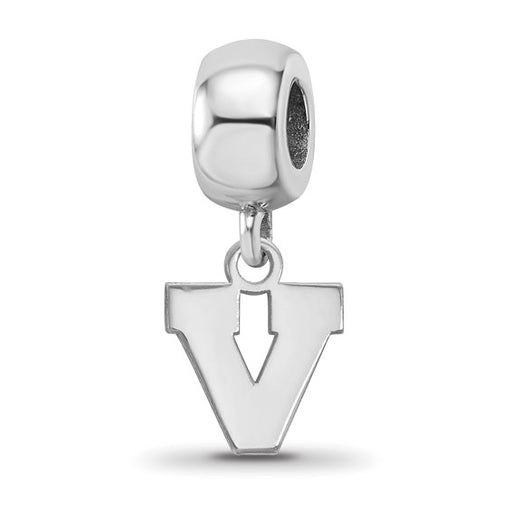 Sterling Silver Rhodium-plated LogoArt University of Virginia Letter V Extra Small Dangle Bead Charm