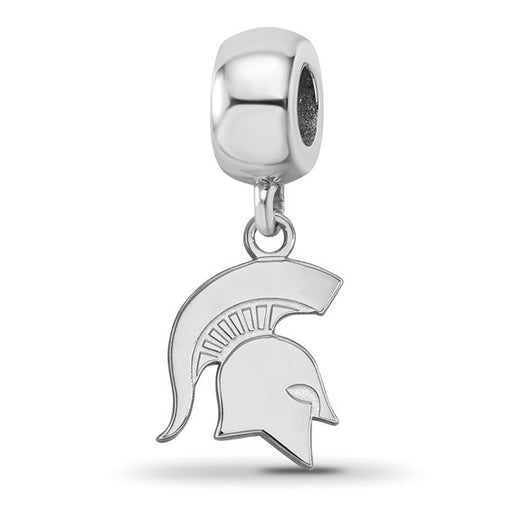 Sterling Silver Rhodium-plated LogoArt Michigan State University Spartan Small Dangle Bead Charm