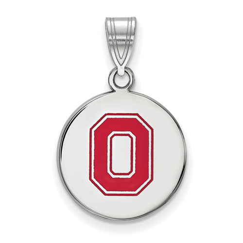 SS Ohio State U Medium Enamel Athletic "O" Disc Pendant