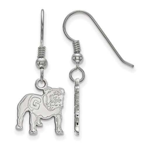 SS University of Georgia Small Full Bulldog Dangle Wire Earrings