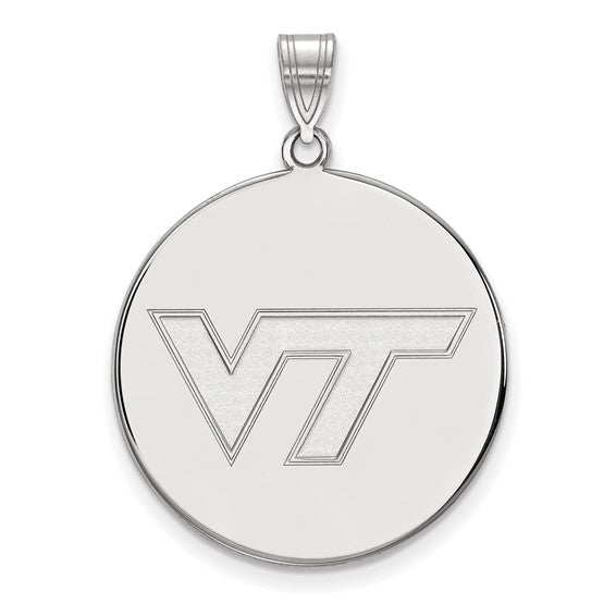 10k White Gold LogoArt Virginia Tech V-T XL Disc Pendant