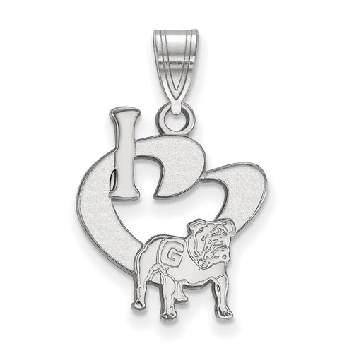 SS University of Georgia Medium I Heart Bulldog Pendant