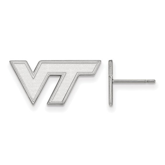 10k White Gold LogoArt Virginia Tech V-T XS Post Earrings