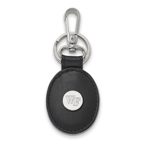 SS Wake Forest University Black Leather WF Oval Key Chain