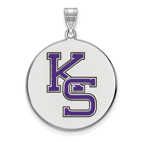 SS Kansas State University XL Enamel K-S Disc Pendant
