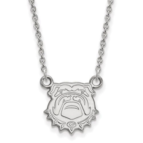 14kw University of Georgia Small Bulldog Face Pendant w/Necklace