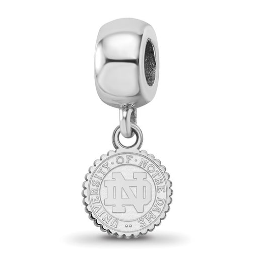 Sterling Silver Rhodium-plated LogoArt University of Notre Dame Crest Extra Small Dangle Bead Charm