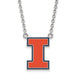 SS University of Illinois Large Enamel Pendant w/Necklace