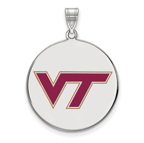 SS Virginia Tech XL Enamel VT Logo Disc Pendant