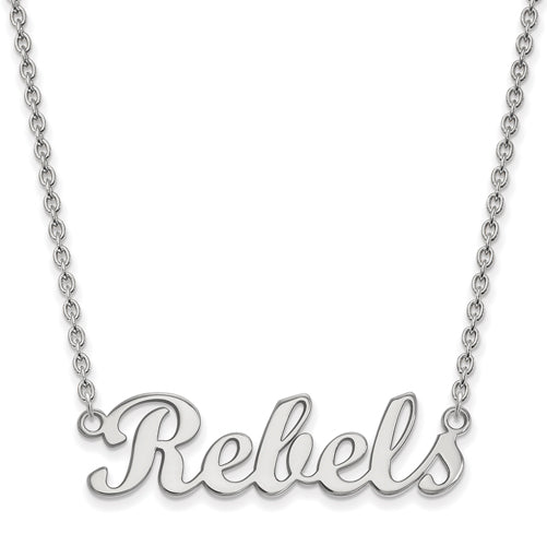 14kw U of Miss Small Rebels Pendant w/Necklace