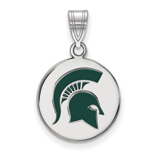 SS Michigan State U Medium Enamel Disc Spartan Pendant