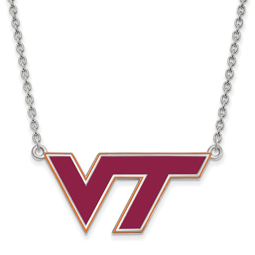 SS Virginia Tech Large Enamel VT Logo Pendant w/Necklace