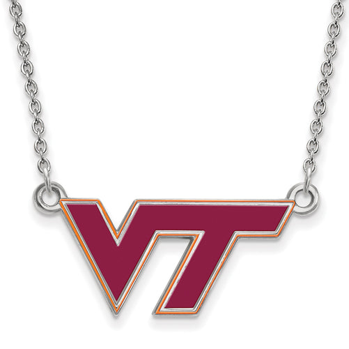 SS Virginia Tech Small Enamel VT Logo Pendant w/Necklace