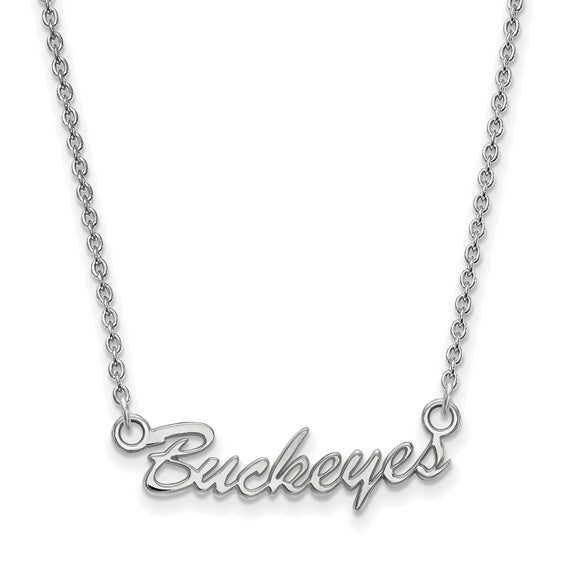14kw The Ohio State University Small Buckeyes Script 18 inch Necklace