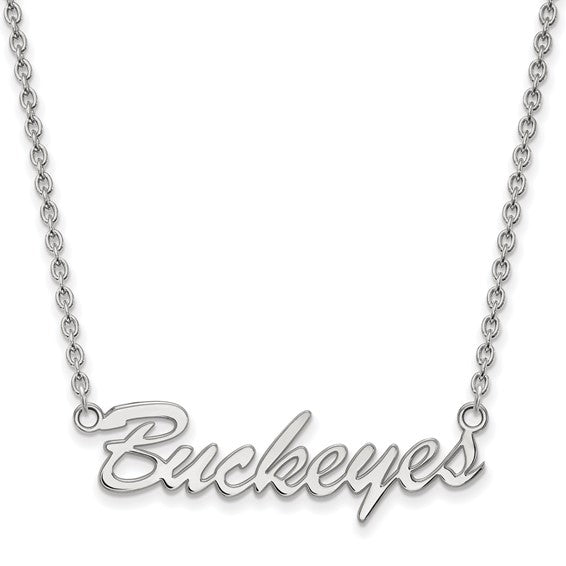 SS The Ohio State University Medium Buckeyes Script 18 inch Necklace