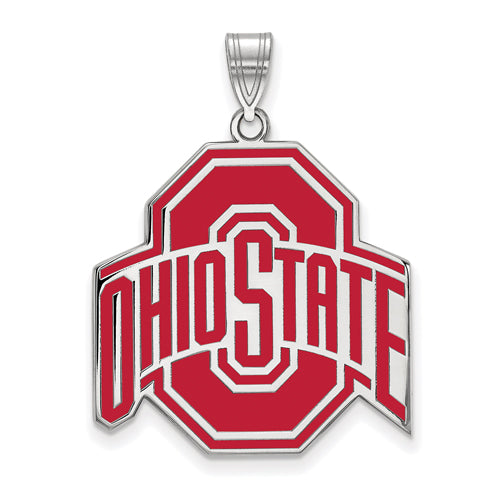 SS Ohio State U XL Enamel Buckeyes Logo Pendant