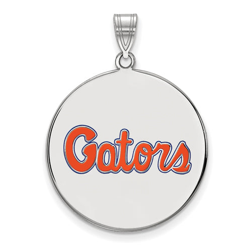 SS University of Florida XL Gators Script Enameled Disc Pendant
